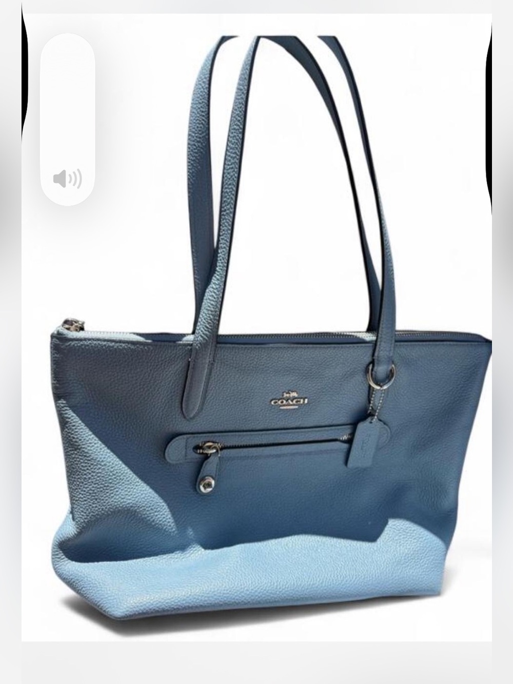 Coach Sky Blue Pebbled Leather Taylor Tote with Silver Hardware